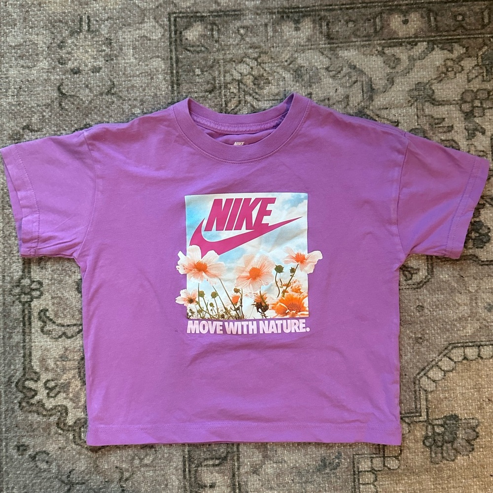 Girls Nike Purple 'Move With Nature' Graphic Tee